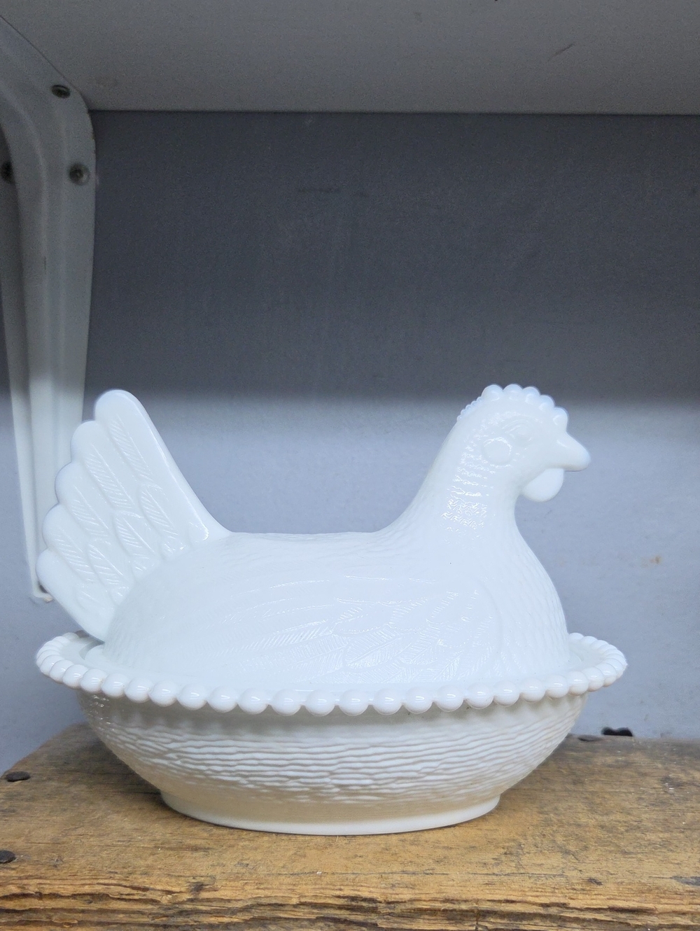 Vintage Indiana Glass Milk Glass Hen on Nest Covered Dish